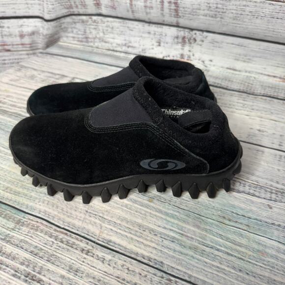 Salomon Slip On Outdoor Shoes Black Suede Thinsulate Warm Comfort Casual 7 - Picture 1 of 4